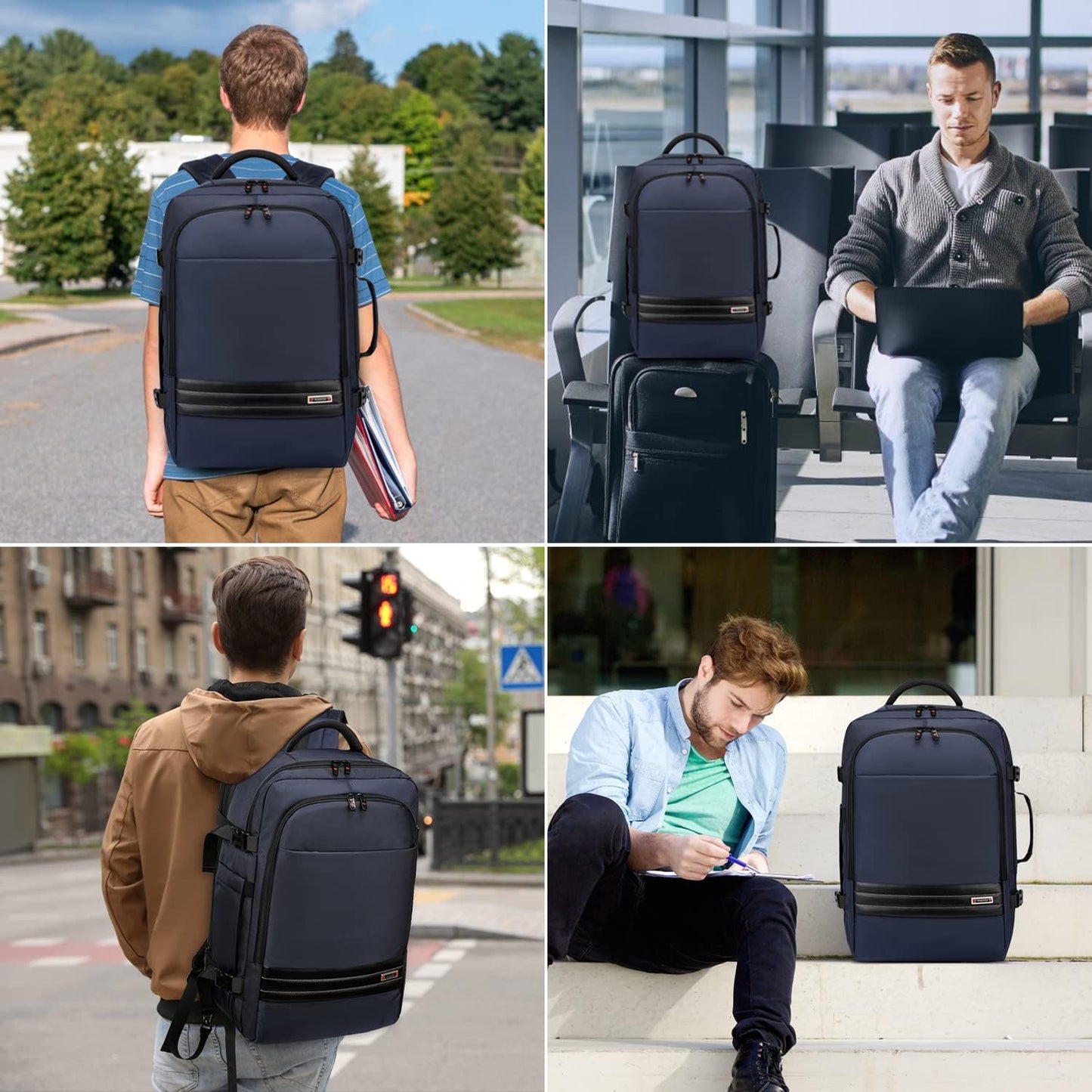 Erweiterbarer 45–55L Wasserdichter Reiserucksack mit 46,5 cm Laptopfach
