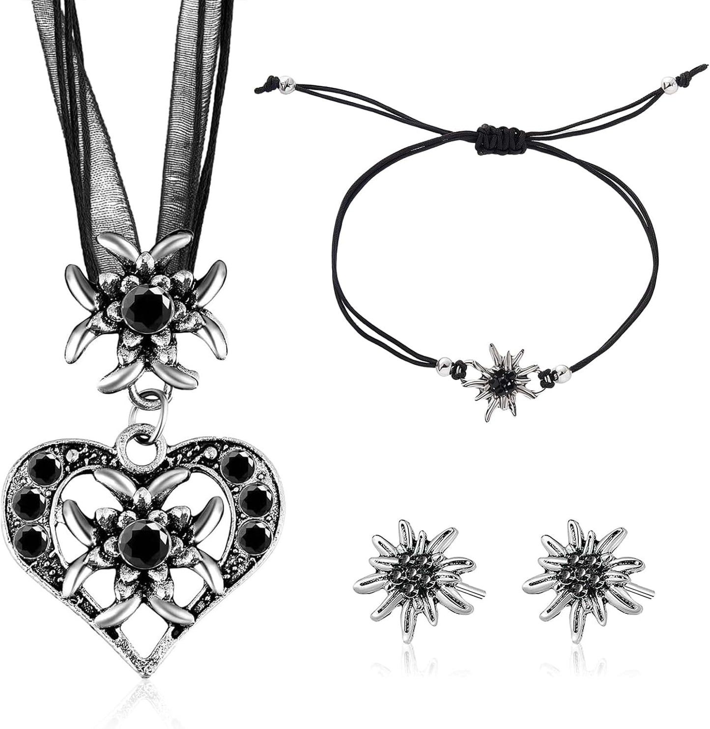 Edelweiß Schmuckset mit Herzanhänger – BergMystik Oktoberfest 2025