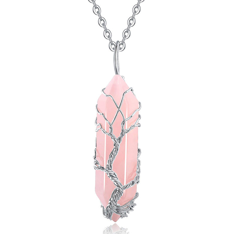 Stilvolle Kristall- und Lebensbaum-Edelsteinkette – Elena