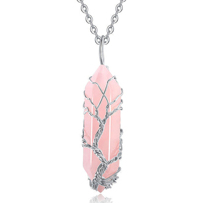 Stilvolle Kristall- und Lebensbaum-Edelsteinkette – Elena