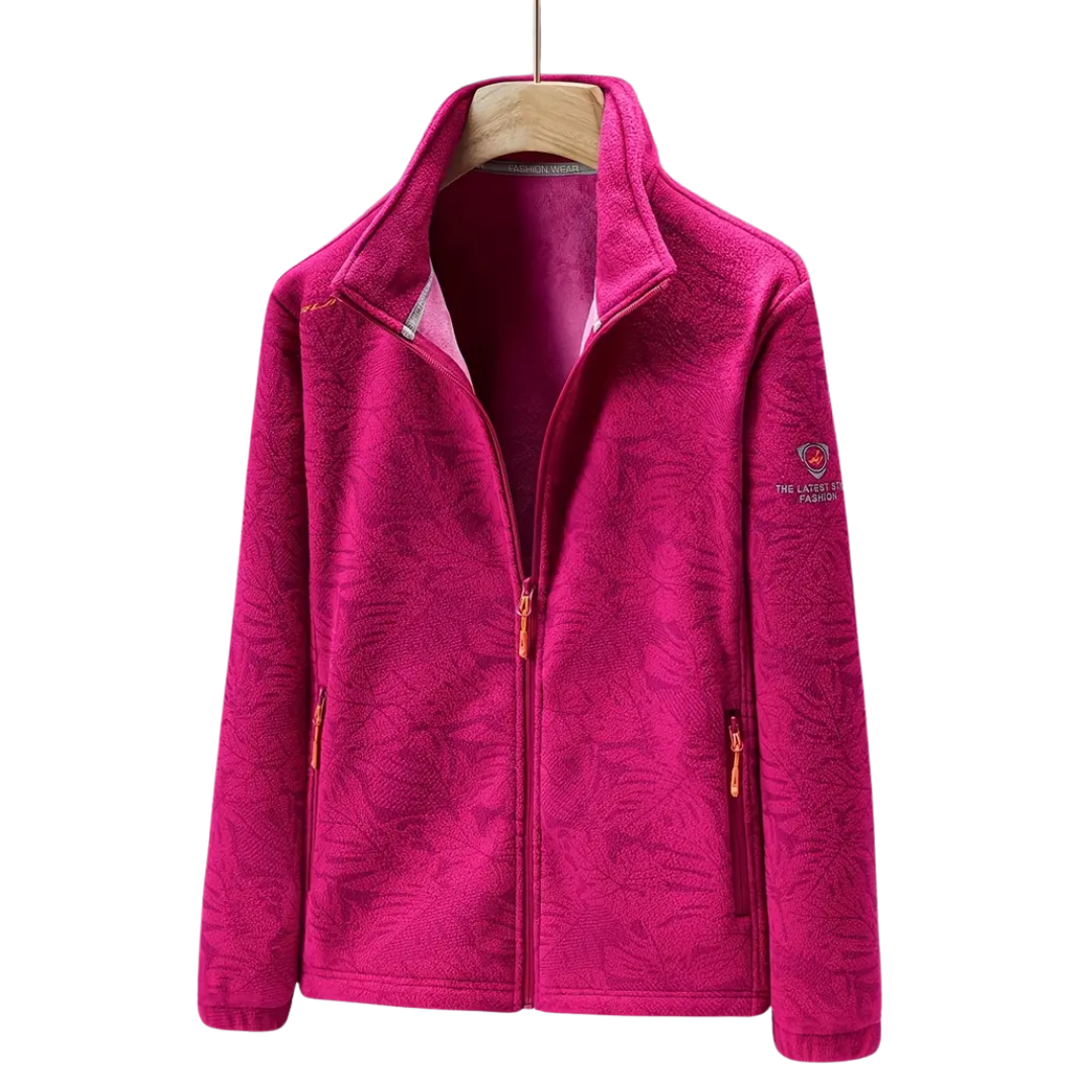 Damen Outdoor Fleecejacke winddicht mit Pflanzenmuster – Marit