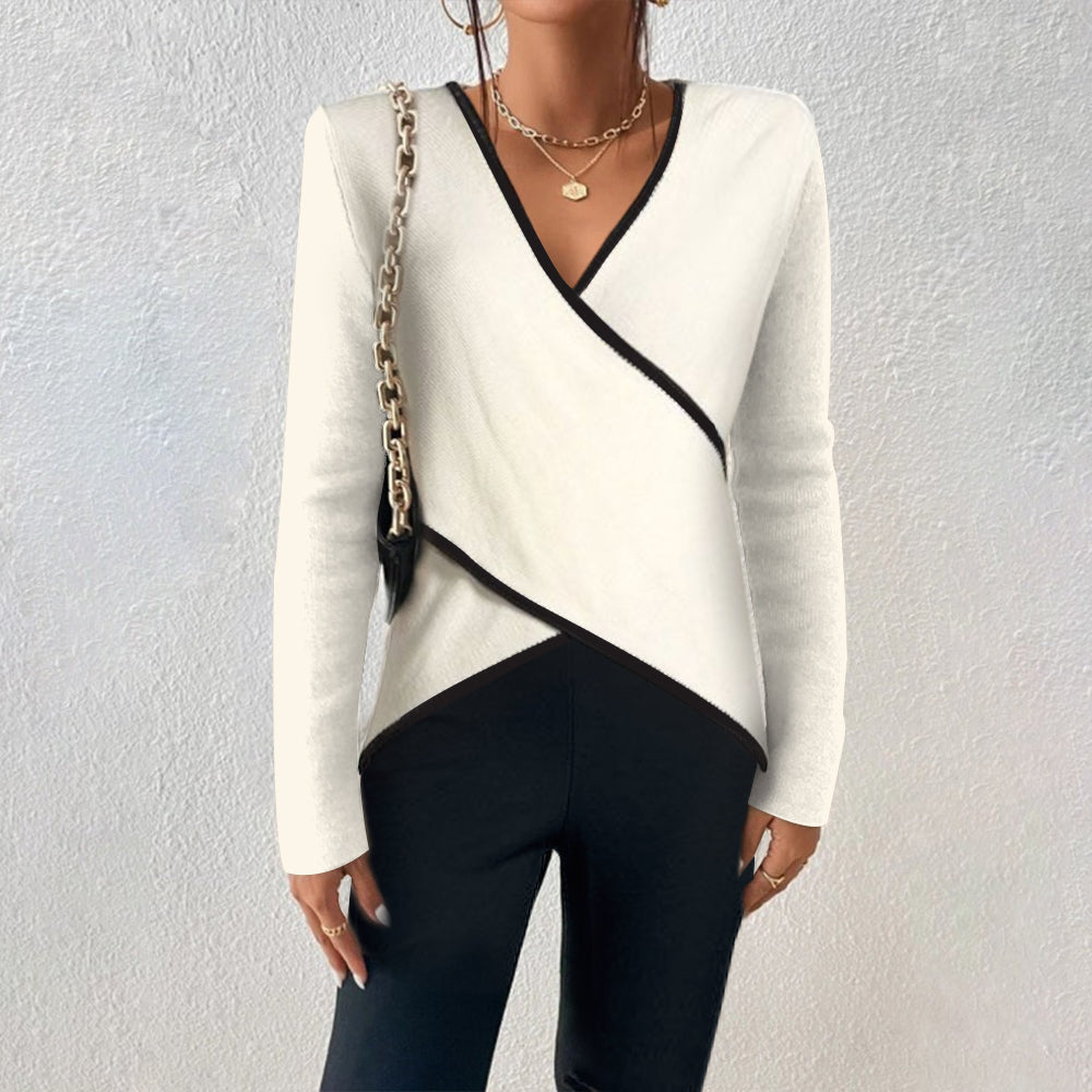 Damen Wickelpullover mit V-Ausschnitt – Lorena Herbstedition