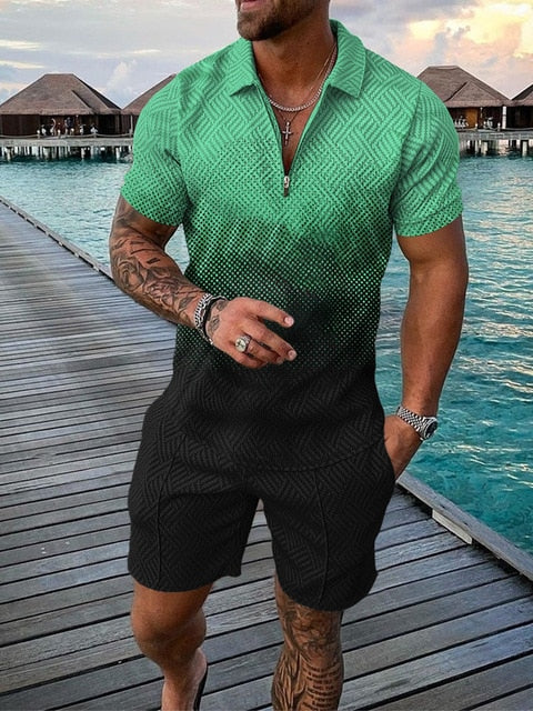 Zweiteiliges Herren Sommer Outfit mit Polo und Shorts – Damon