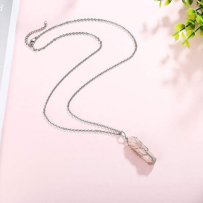Stilvolle Kristall- und Lebensbaum-Edelsteinkette – Elena