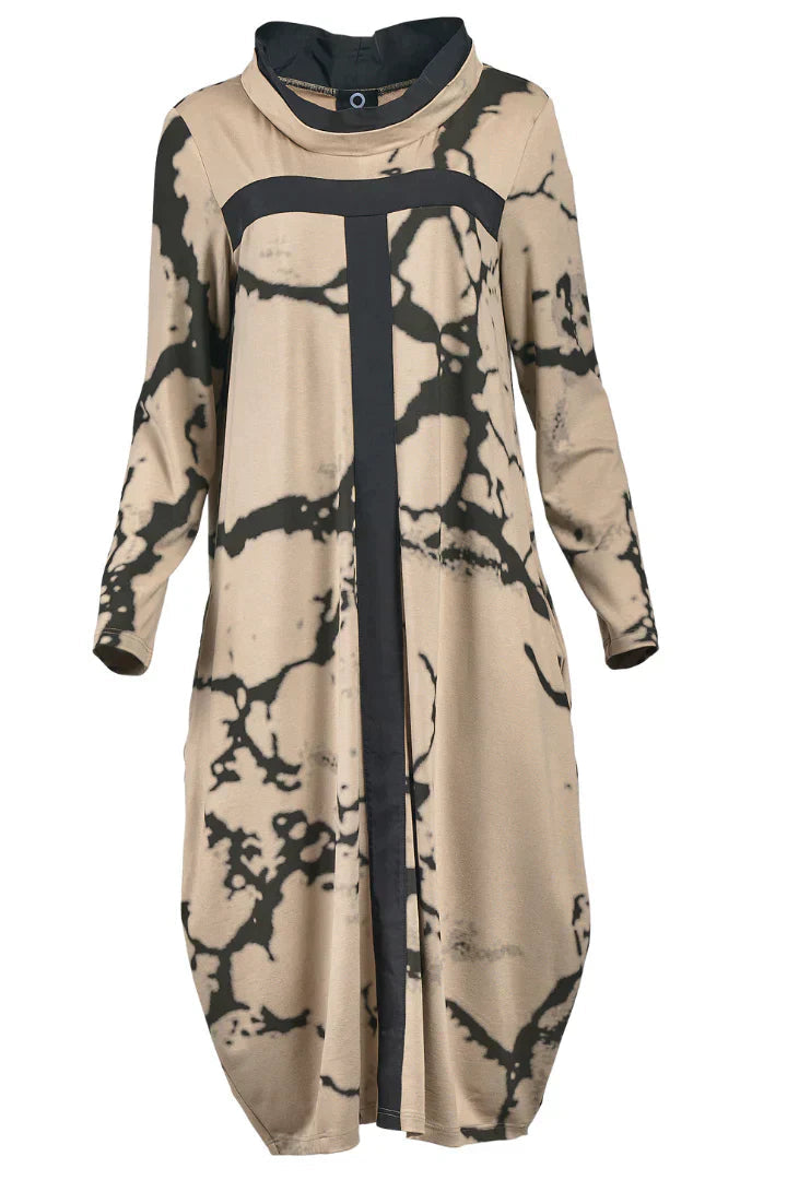 Kleid mit langen Ärmeln und Retro-Muster – Livienne