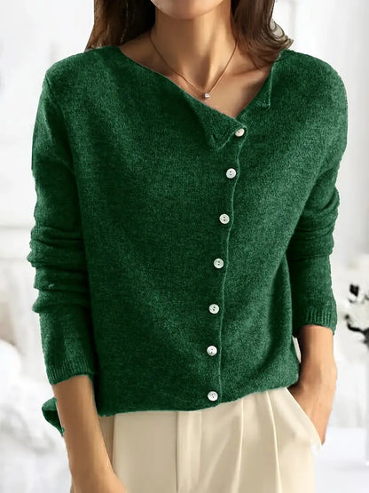 Schlichter Asymmetrischer Cardigan mit Knopfleiste - Sienna
