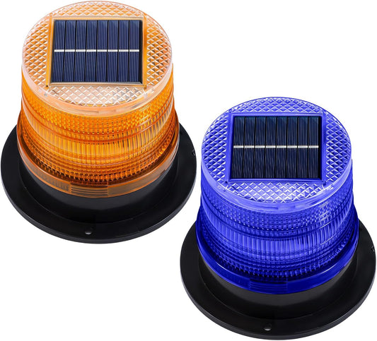 Solarbetriebene Amber- und Blaue Magnet-Stroboskoplichter Set – Liora