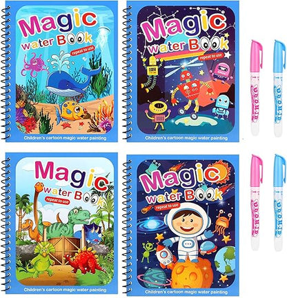 Set von 4 Wiederverwendbaren Wasserfarbenbüchern – AquaColor Bücher