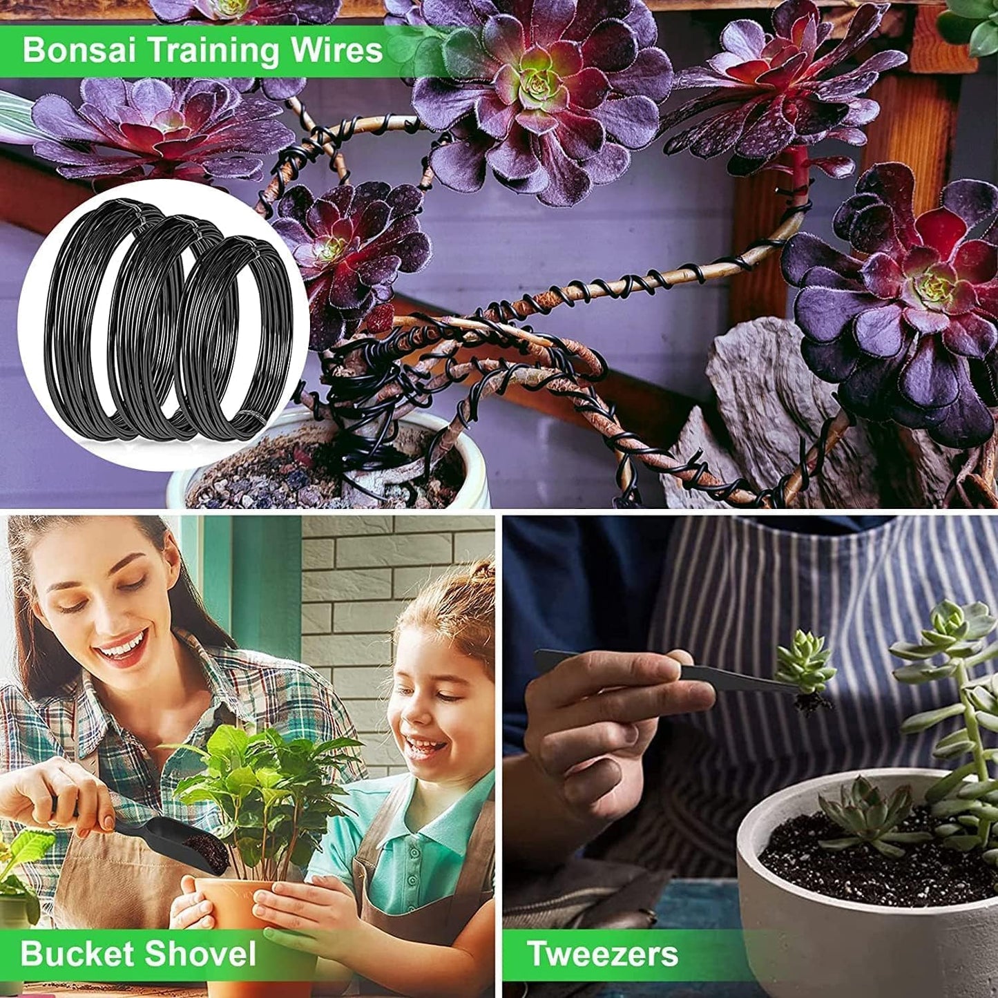 24-teiliges Bonsai-Baum-Pflegekit mit Werkzeugen aus hochlegiertem Stahl und PU-Ledertasche – Sevora