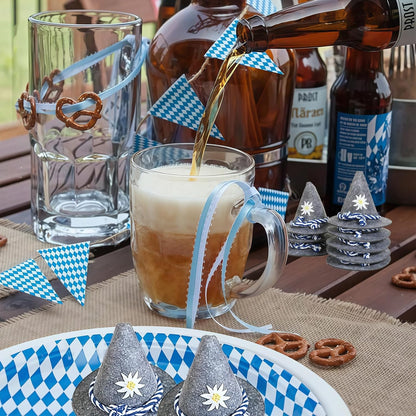Mini-Trachtenhüte aus Filz im 12er-Set – EdelweißMini Oktoberfest 2025
