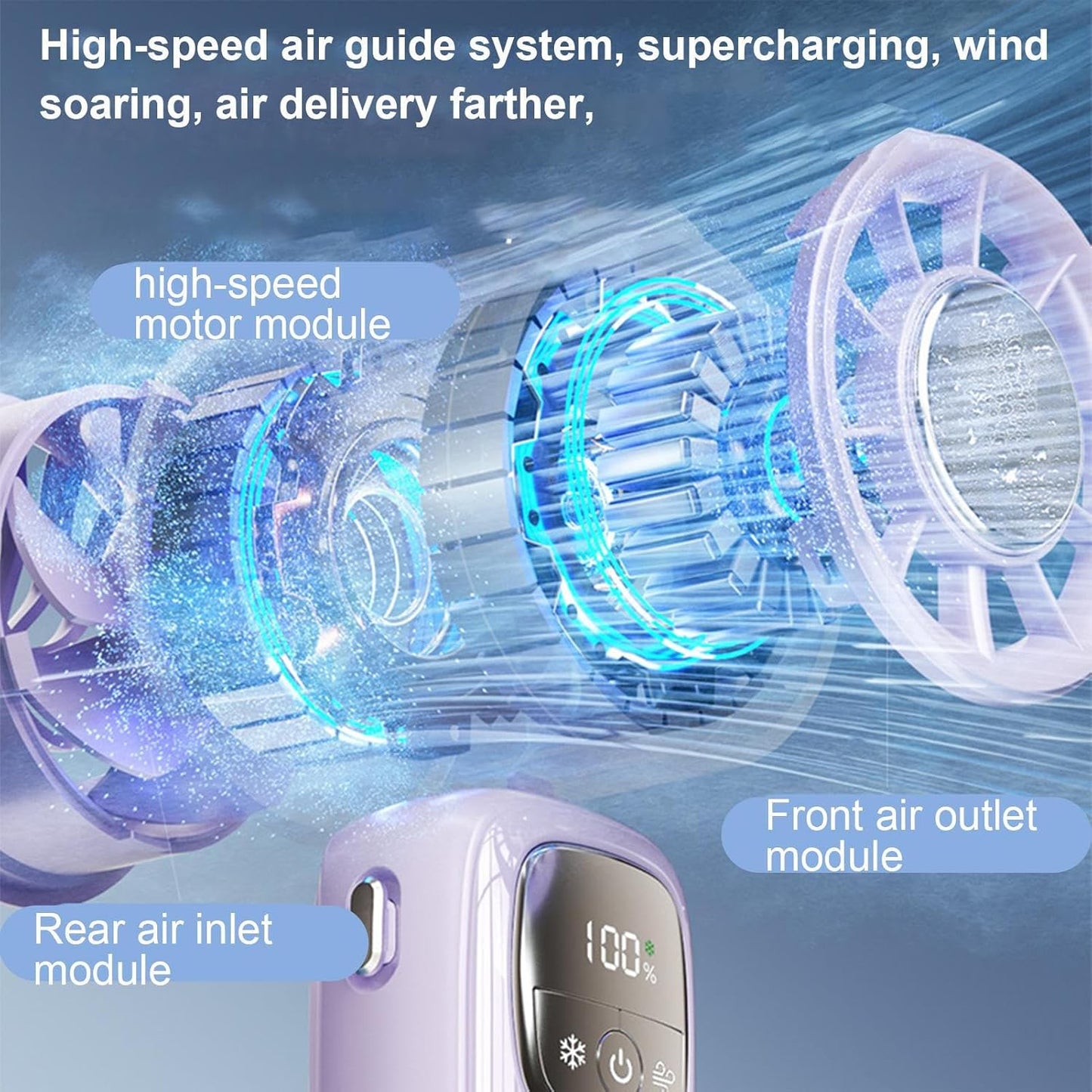 Tragbarer Faltbarer Handventilator mit LED-Anzeige 100 Geschwindigkeiten