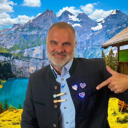LED Lebkuchenherz Pins (4er-Set) – HerzGaudi Oktoberfest 2025