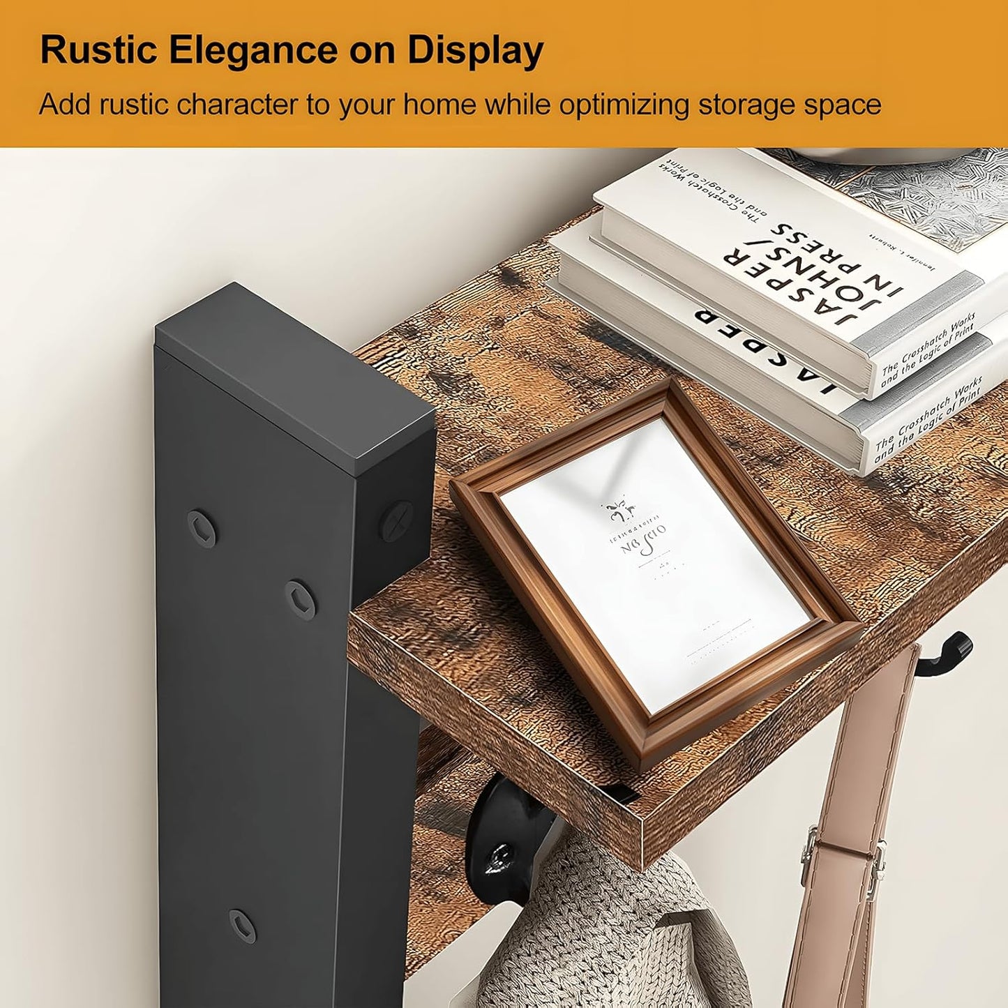 Wandgarderobe mit Regal und 5 Metallhaken – Ravora
