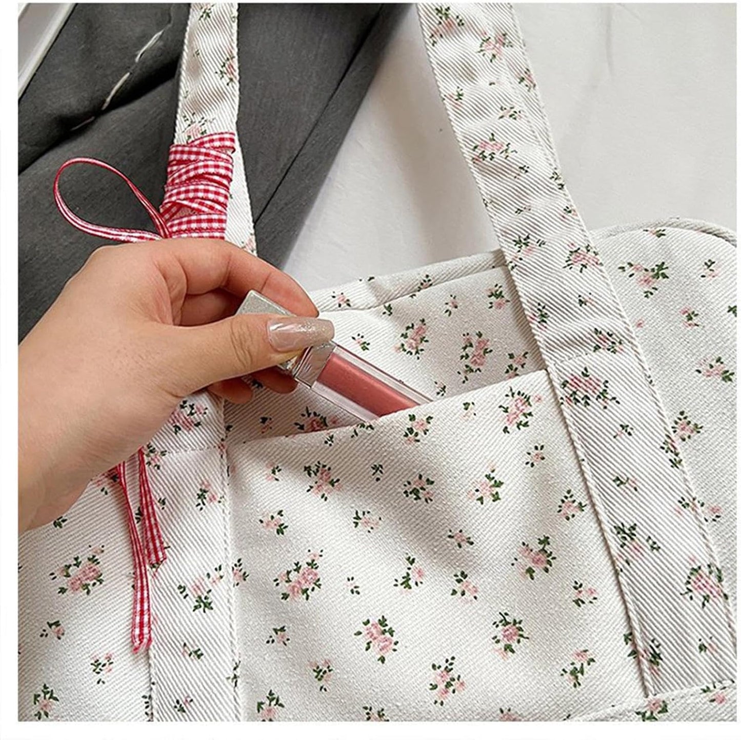 Bow Duffle Bag – Große Canvas-Wochenendtasche mit Bandakzent – Floria