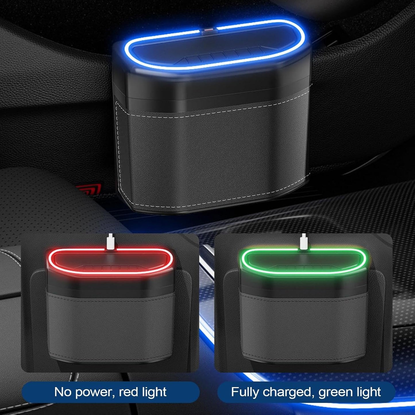 Geruchsdichter Auto-Mülleimer mit Touch-Licht – Lurevo