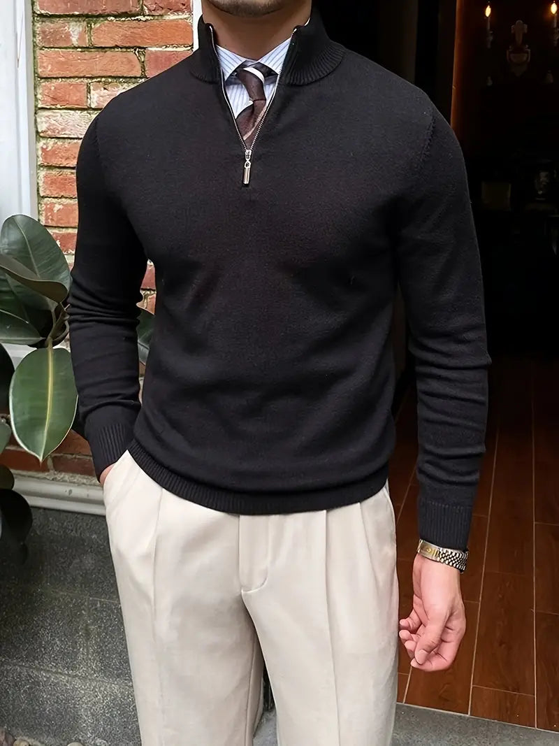 Bequemer Herrenpullover mit Halbzip - Leonardo