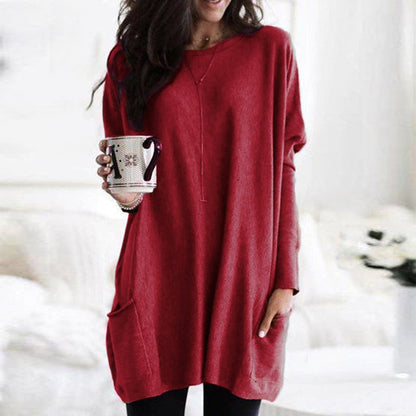 Oversized Damen Herbstpullover mit Taschen – Yara
