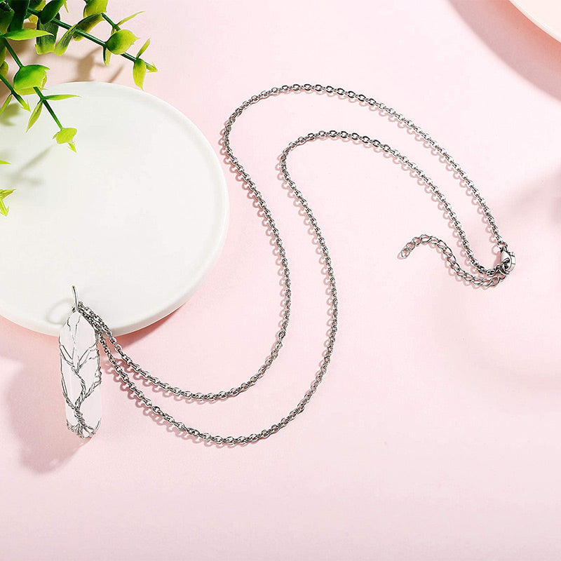 Stilvolle Kristall- und Lebensbaum-Edelsteinkette – Elena