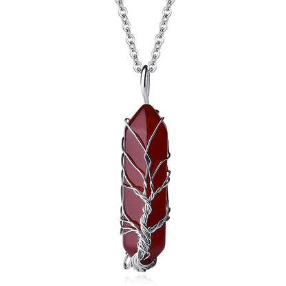 Stilvolle Kristall- und Lebensbaum-Edelsteinkette – Elena