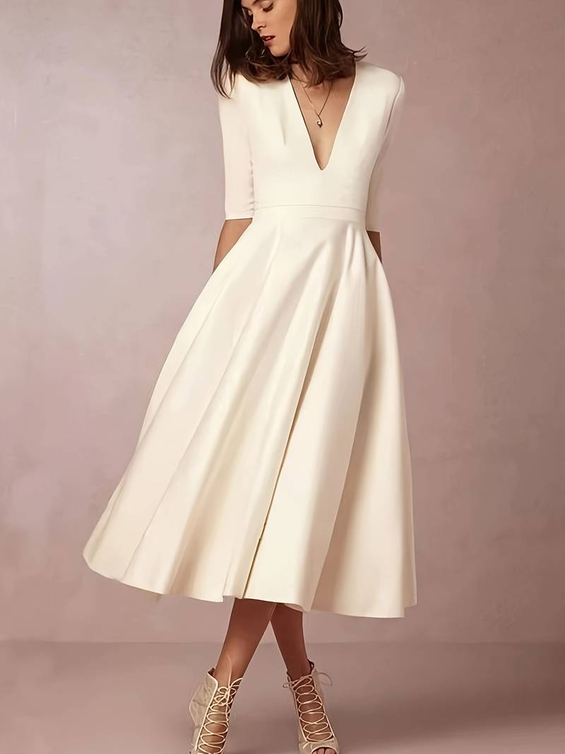 Retro Weißes A-Linien-Swingkleid – Vivienne