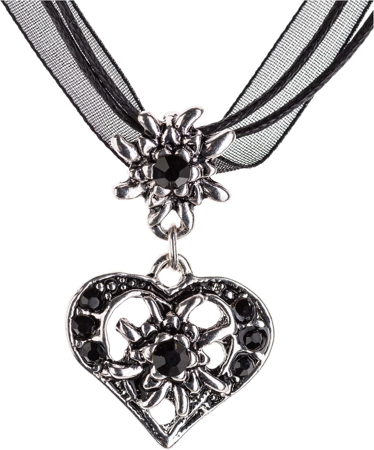 Edelweiß Herzcollier mit Strass – WiesnNacht Oktoberfest 2025