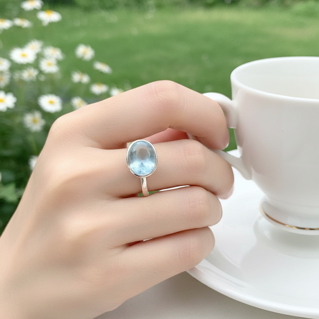 925er Sterlingsilber Ring - AquamarineElegance