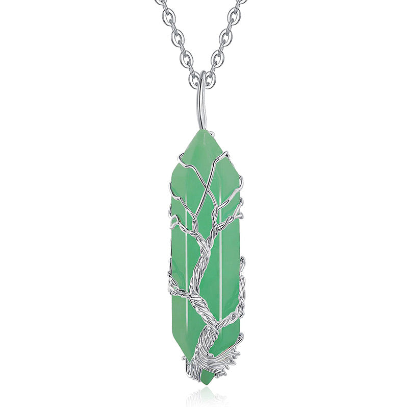 Stilvolle Kristall- und Lebensbaum-Edelsteinkette – Elena