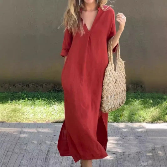 Sommerkleid mit V-Ausschnitt und Schlitzen – Soraya