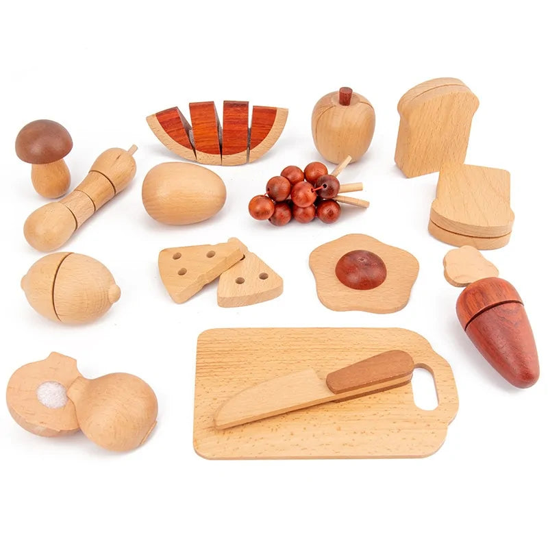 Holz-Küchenspielzeug mit Baumstammoptik für Rollenspiele & Lernspaß