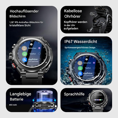 Komplette Smartwatch mit Integrierten Kabellosen Ohrhörern – AlphaX