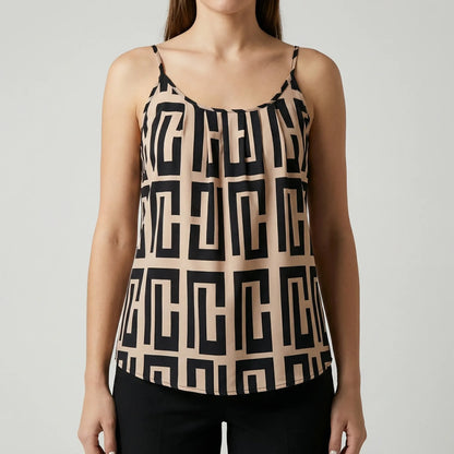 Ärmelloses Spaghettiträger Top Mit Geometrischem Print - Christina