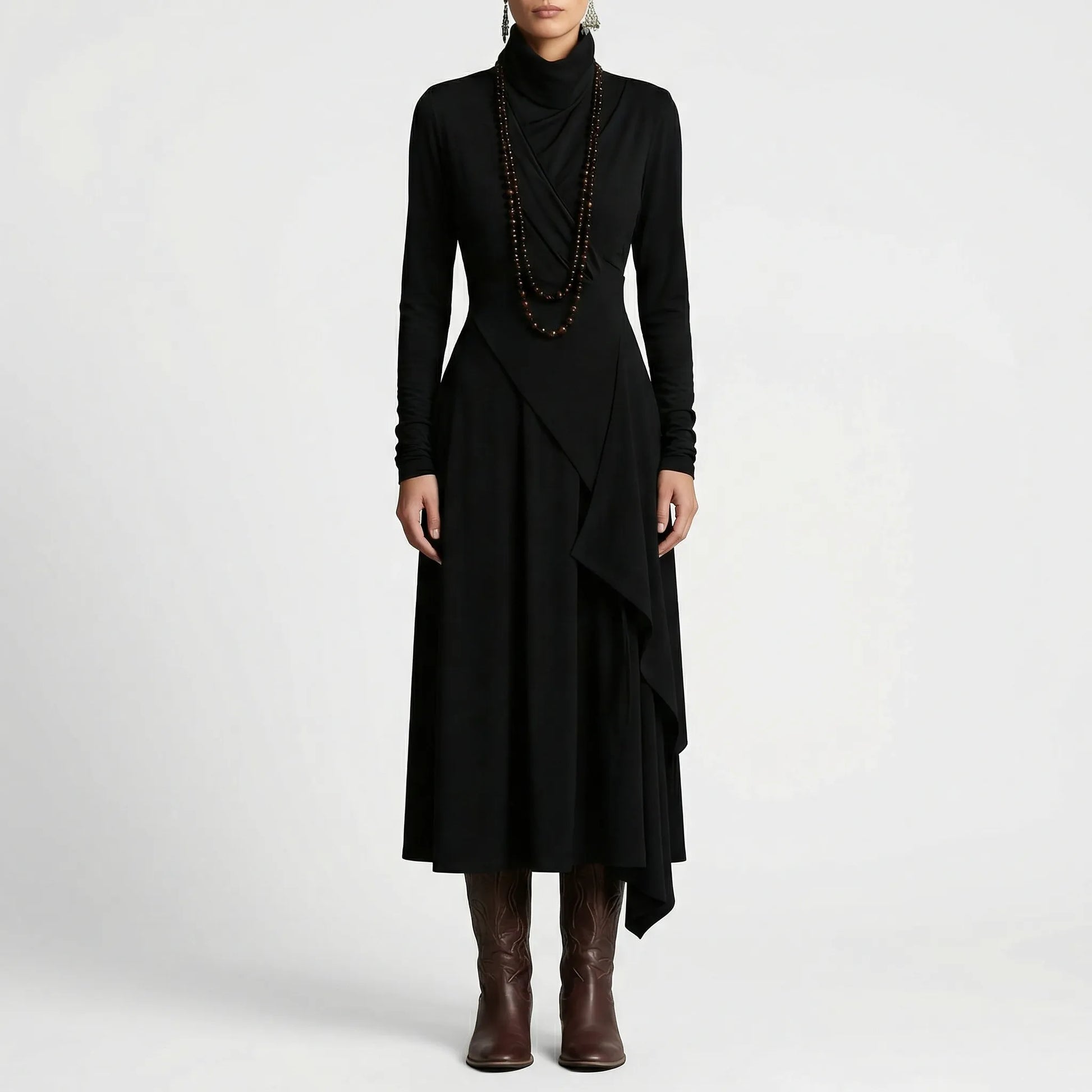 Asymmetrisches Maxikleid Mit Stehkragen - Tonya