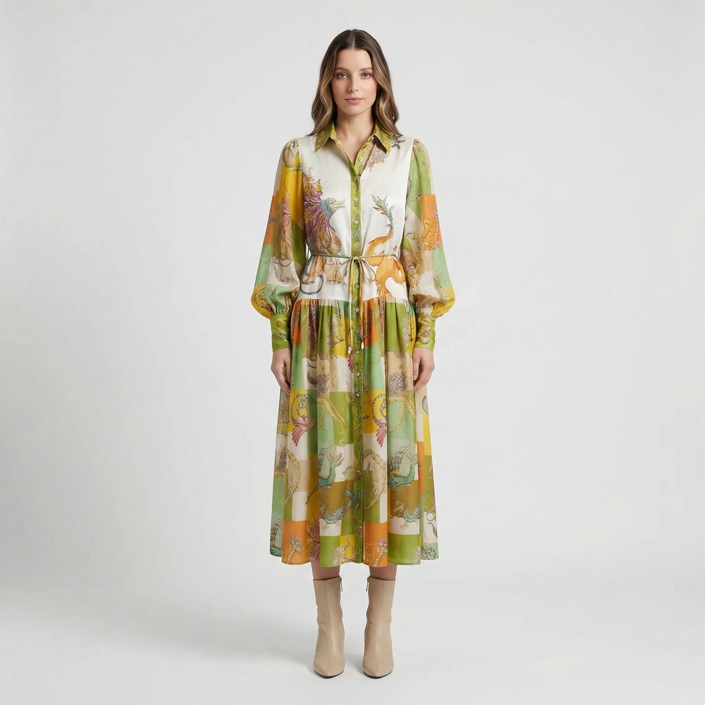 Ausgestelltes Midi-Kleid Mit Grafischem Allover-Print - Natasha