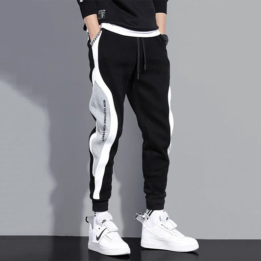 Locker Geschnittene Herren Patchwork-Joggers mit Kordelzug – Rafael