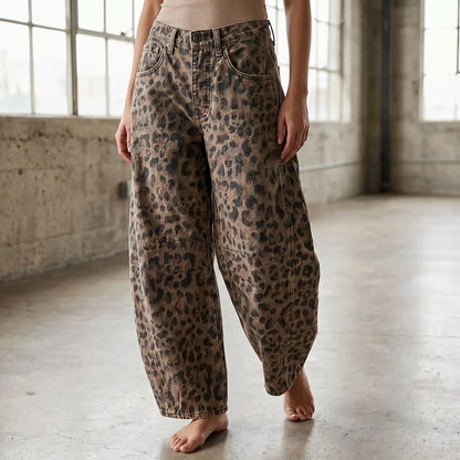 Barrel Jeans Damen Mit Leopardenmuster -  Frances