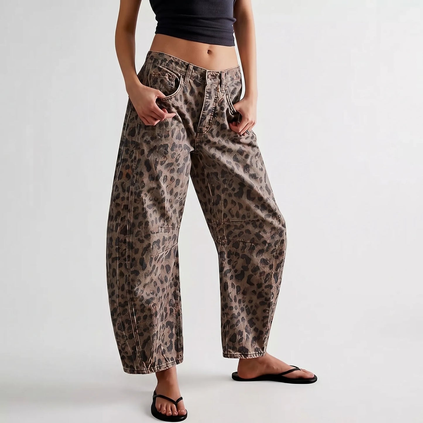 Barrel Jeans Damen Mit Leopardenmuster -  Frances