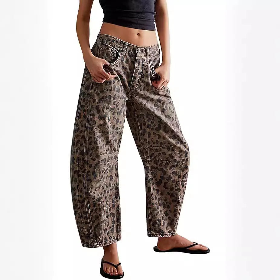 Barrel Jeans Damen Mit Leopardenmuster -  Frances