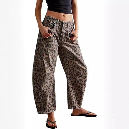 Barrel Jeans Damen Mit Leopardenmuster -  Frances