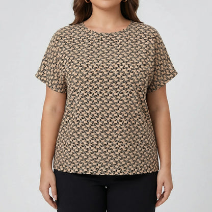 Bedrucktes Plus-Size-Damenoberteil Mit V-Ausschnitt - Denise