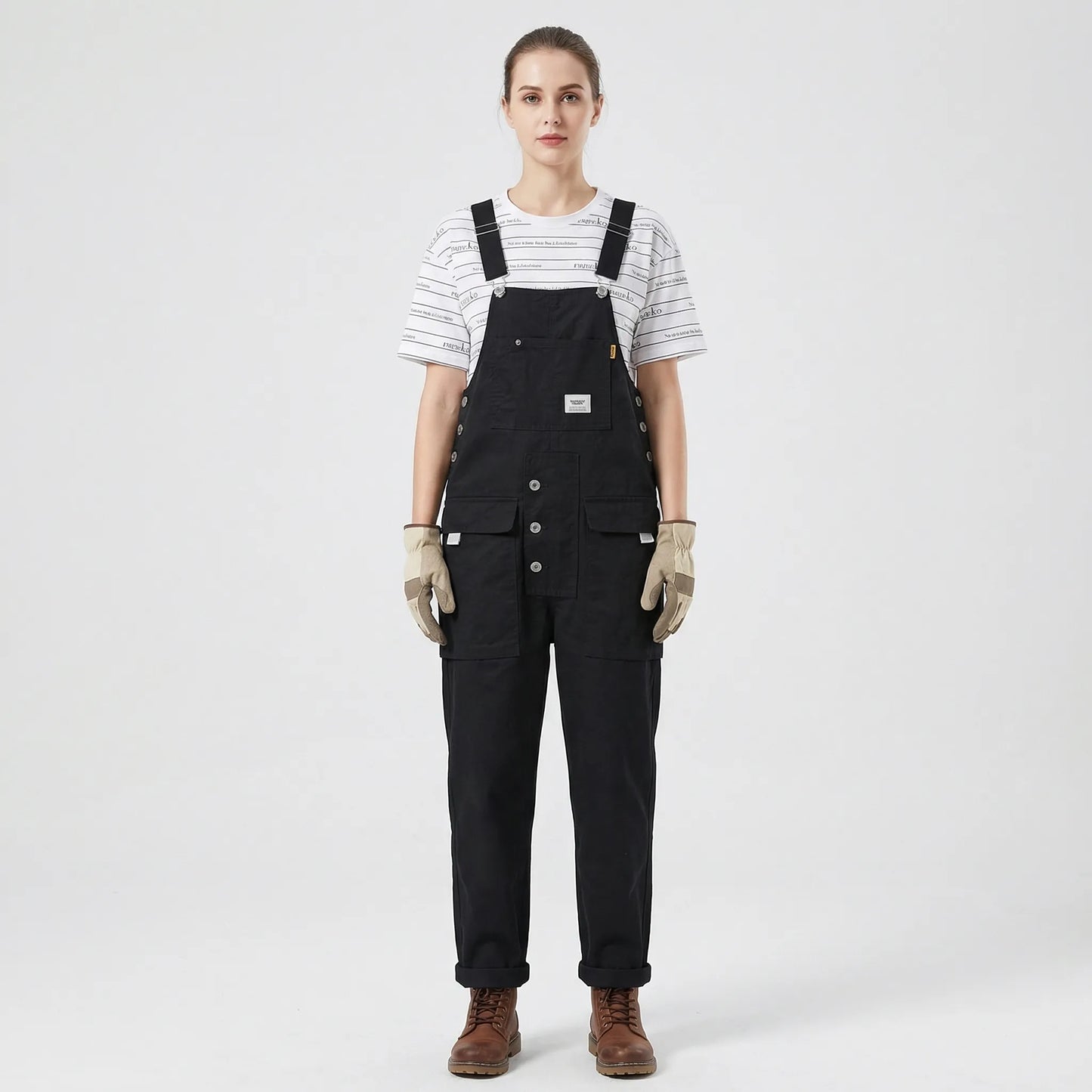 Bib-Front Dungarees With Chest Pocket - Amber