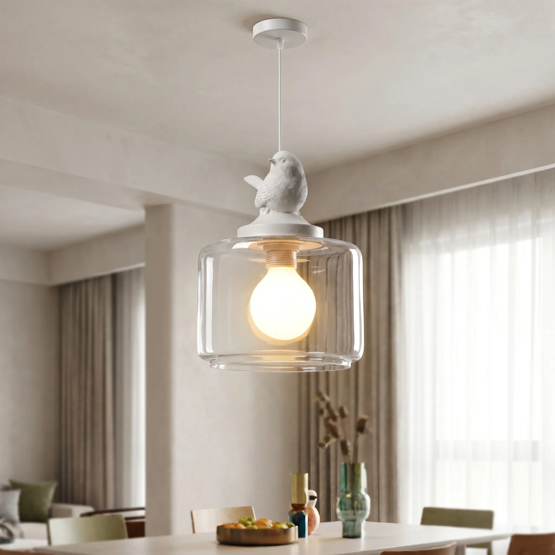 Bird-Motif Glass Pendant Lamp -  Avirel