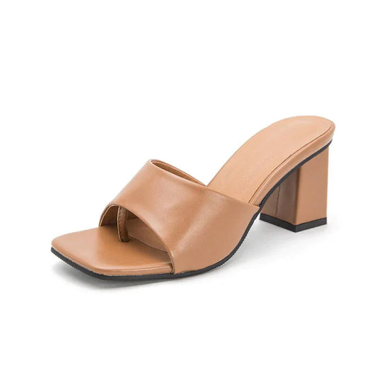 Block Heel Open-Toe Mule Sandal - Irene