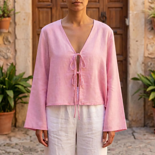 Bluse zum Binden - Rosa
