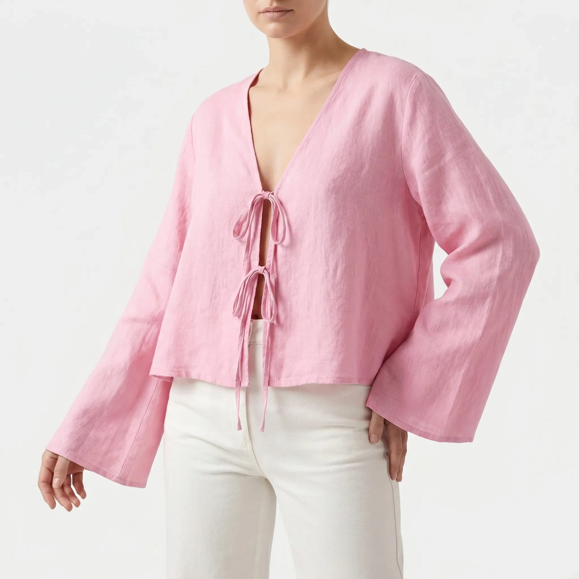 Bluse zum Binden - Rosa
