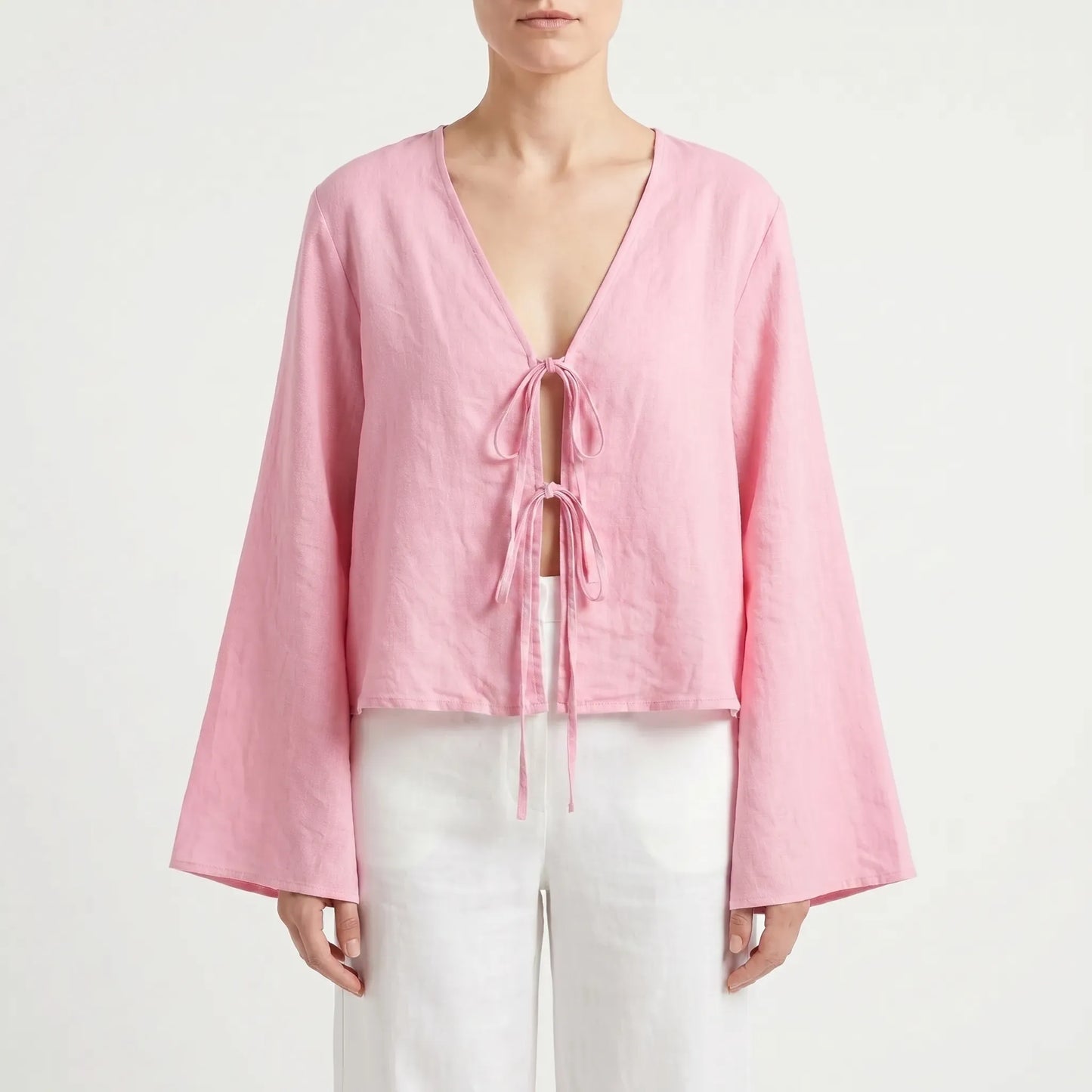 Bluse zum Binden - Rosa