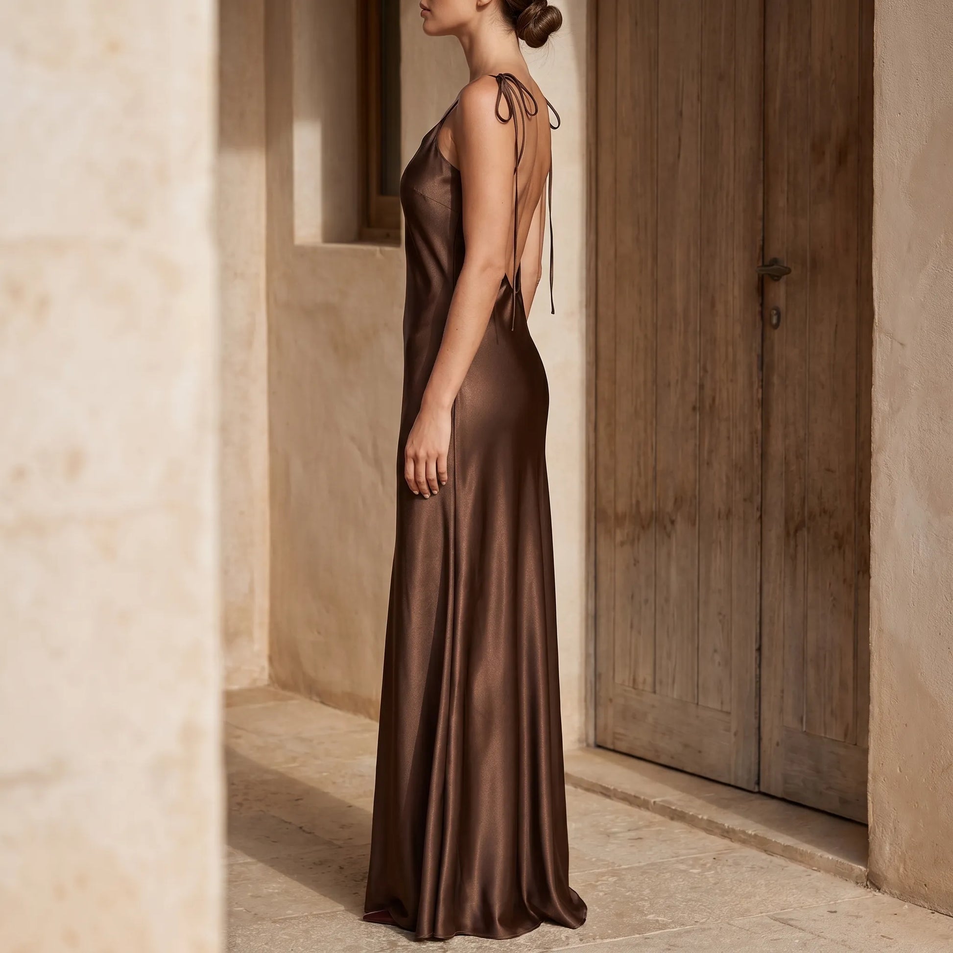 Bodenlanges Trägerkleid Mit Offenem Rücken -  Opal
