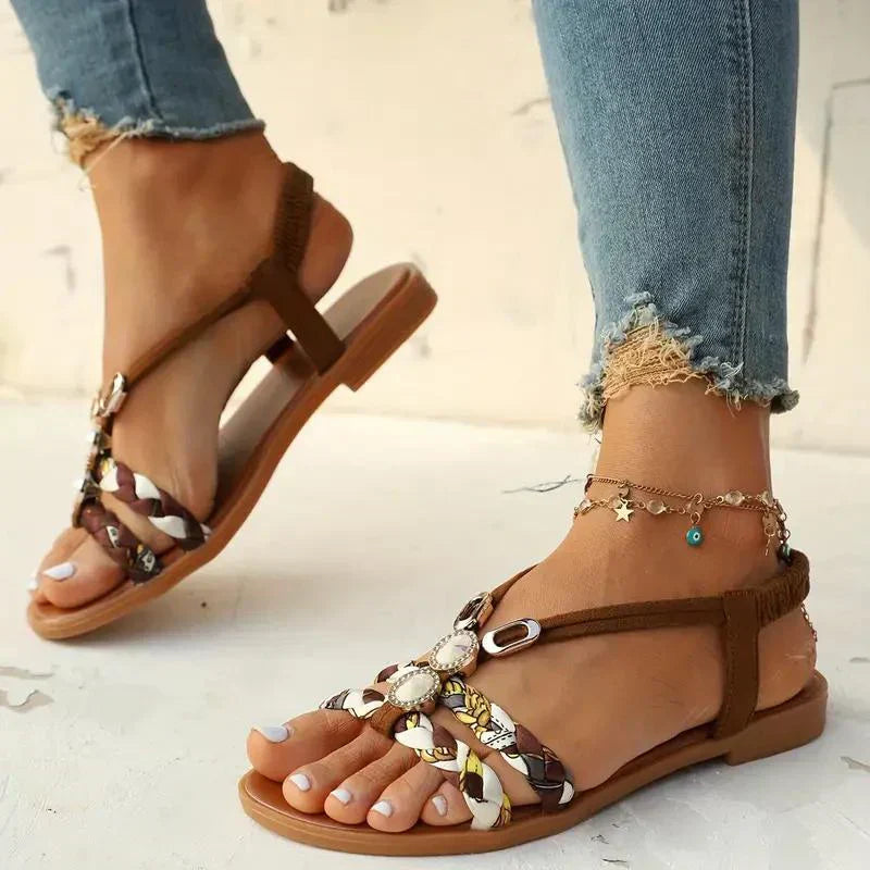 Boho-Perlen Slip-On Sommersandalen – Amira