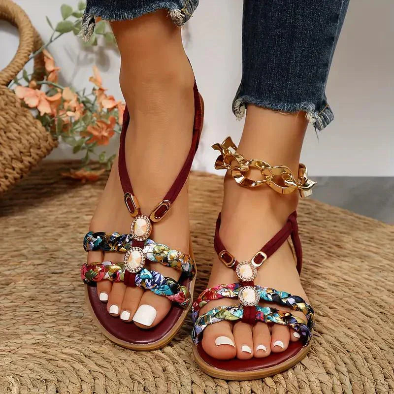 Boho-Perlen Slip-On Sommersandalen – Amira