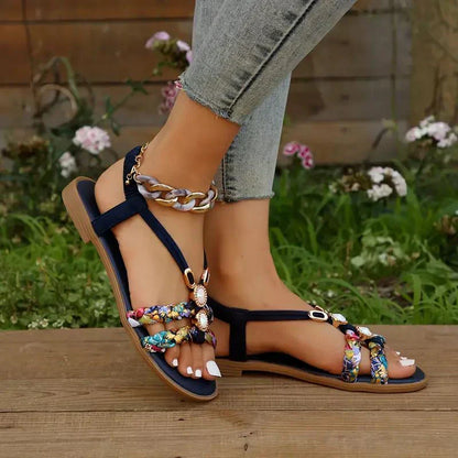 Boho-Perlen Slip-On Sommersandalen – Amira