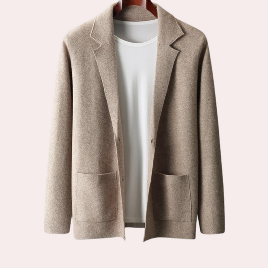 Herrenjacke aus 100 % Wolle mit Reverskragen und Eingrifftaschen – Ewan